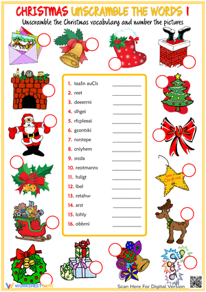 Engaging Christmas Word Unscramble Puzzle