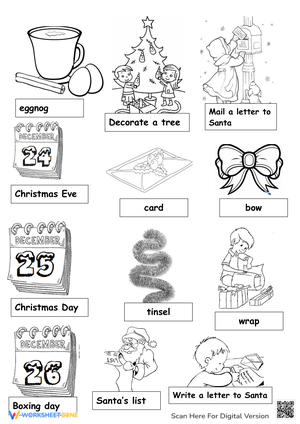 Interactive Christmas Vocabulary Coloring