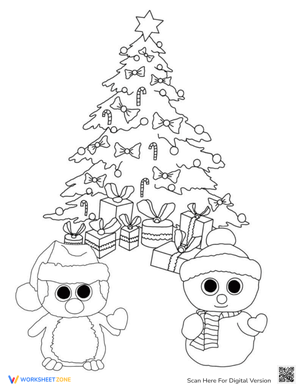 Penguin, Snowman and Christmas Tree