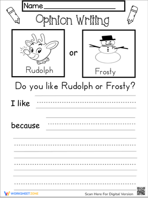 Opinion Writing - Do you like Rudolph or Frosty