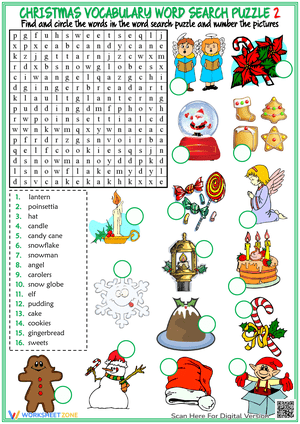 Christmas Word Search Puzzle | Grade 1-2 Printable