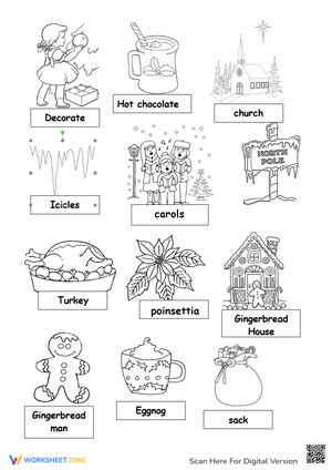 Christmas vocabulary coloring 4