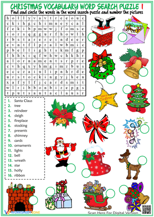 Grade 1 Christmas Word Search — Printable No-Prep Worksheet