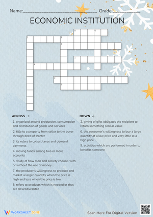 Economic Institution Crossword Puzzle