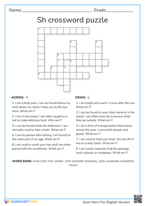 Grade 3 'Sh' Digraph — Printable No-Prep Worksheet