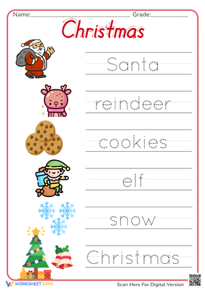 Christmas-themed Tracing Practice (PDF)