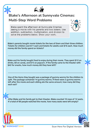 Movie Math: Multi-Step Word Problems at Sunnyvale Cinemas