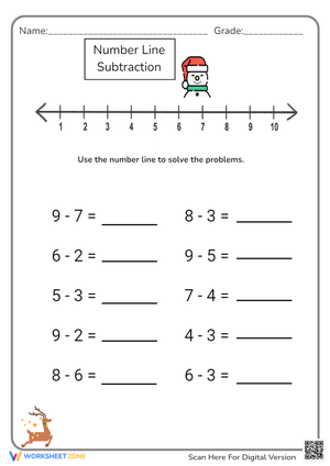 Number Line Subtraction Worksheet