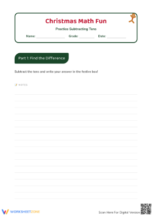 Subtracting Tens Worksheet | Grade 1 Math Essential