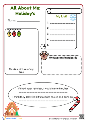 All About Me: Holiday Edition - Christmas Fun Worksheet for Kids