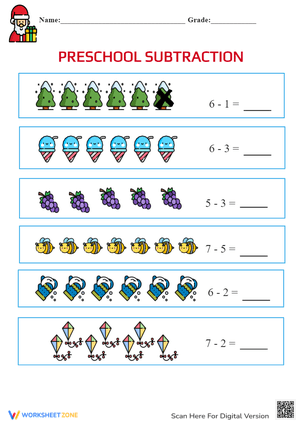 Junk Food Subtraction Worksheet: Math Fun