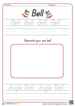 Trace and Decorate the Christmas Bell Worksheet