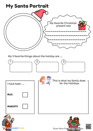 Santa Portrait Worksheet: Christmas Activities for Kids!