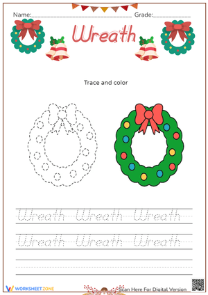 Wreath Tracing and Coloring for Kids 