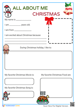 All About Me - Christmas Worksheet