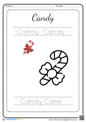 Christmas Candy Cane Writing Practice