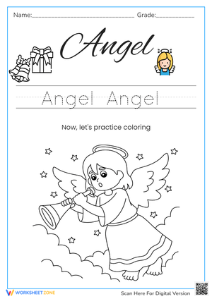 Angel Tracing & Coloring Page - Handwriting Practice Fun!
