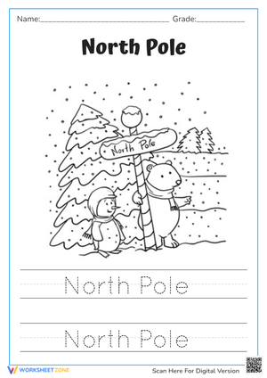 North Pole Writing Practice for Kids 