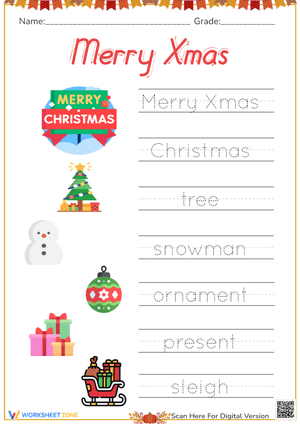 Christmas Handwriting Practice - Trace Words & Pictures!