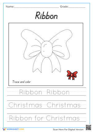 Christmas Ribbon Activities: Trace and Color 