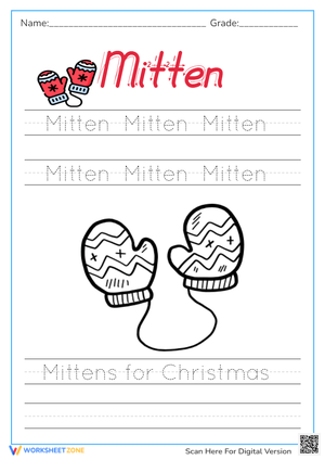 Printable Mitten Tracing Practice Worksheet