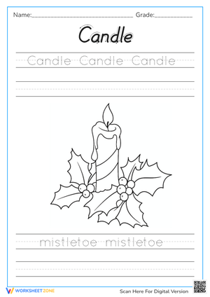 Trace the Words Candle and Mistletoe