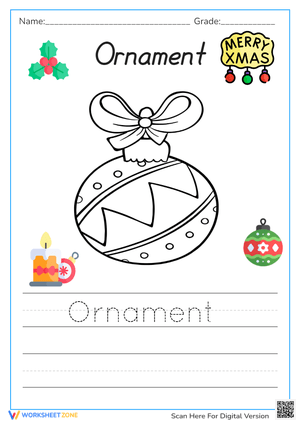 Tracing and Coloring: Christmas Ornament Worksheet