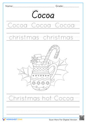 Christmas Cocoa Handwriting Practice - Preschool & Kindergarten