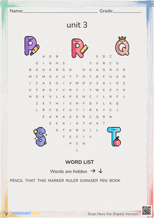 Unit 3 Word Search Puzzle