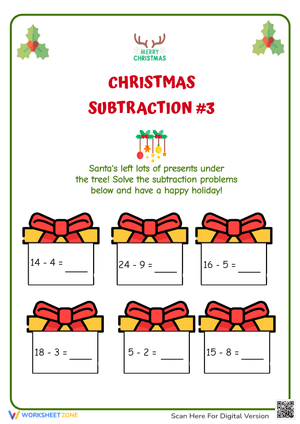 Christmas Subtraction Worksheet: Festive Math Fun