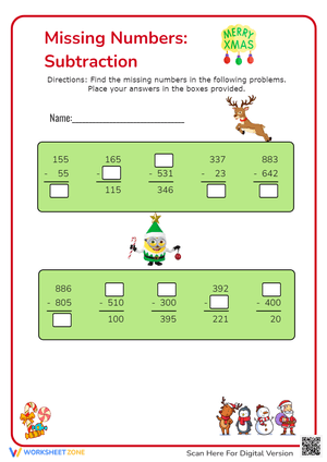 Missing Numbers: Subtraction