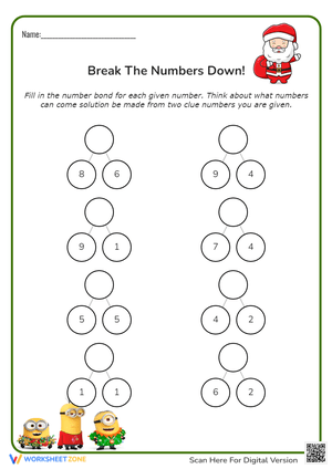 Number Bonds Addition Practice - Kindergarten Math Worksheet