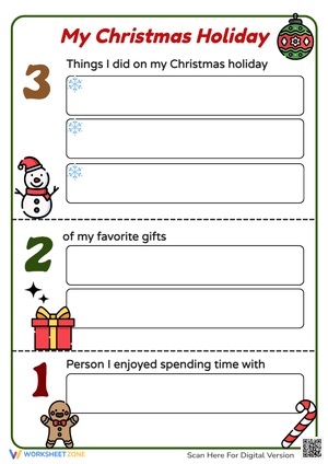 Christmas Holiday Memories Worksheet - K-2 Writing Prompts