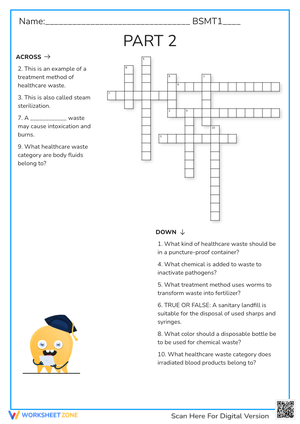Part 2 Vocabulary Crossword