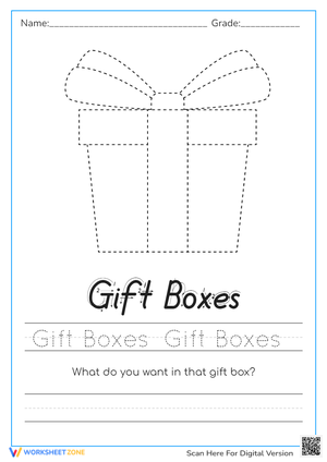 Gift Box Tracing and Writing Activity (PDF)