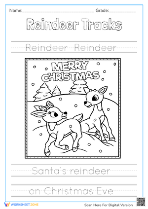 Reindeer Christmas Writing and Coloring Activity Sheet