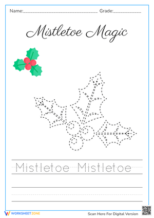 Printable Mistletoe Tracing Worksheet