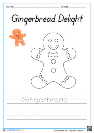 Gingerbread Delight Tracing and Writing Worksheet