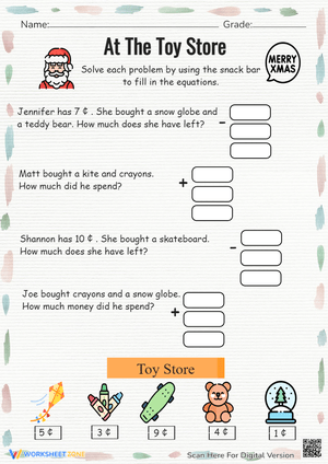 Addition and Subtraction at the Christmas Shop