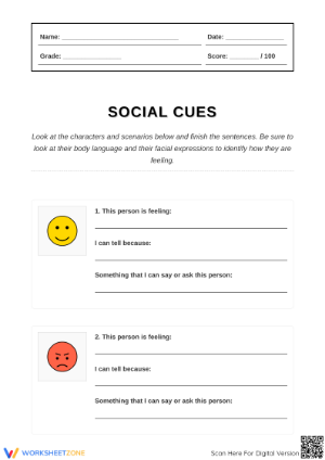 Interpreting Social Cues Worksheet