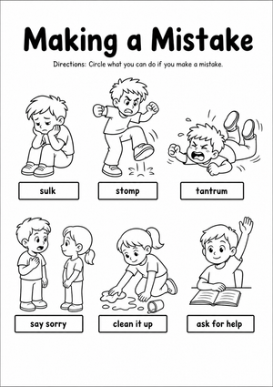 Printable Making Mistakes Worksheet | Grade K-1