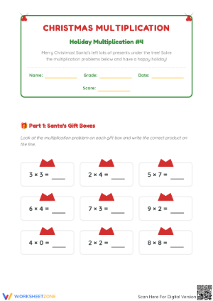 Essential Christmas Multiplication Grade 3 Math Practice