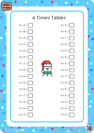 4 Times Tables Practice Worksheet