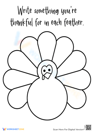 Thankful Turkey Worksheet – Gratitude Writing Activity