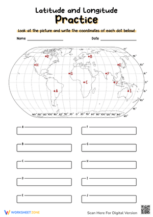 Longitude and Latitude Worksheet – Practice Reading and Writing Map Coordinates