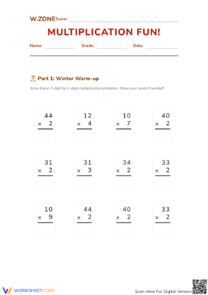 Christmas Multiplication Worksheet | Grade 4 Printable