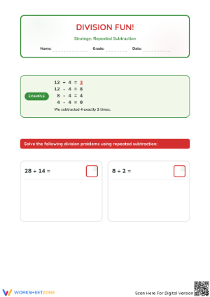 Grade 3 Christmas Division — Printable No-Prep Worksheet