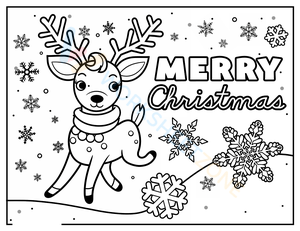 Merry Christmas Reindeer Coloring Worksheet