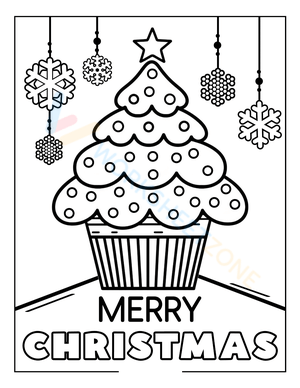 Snowflakes Christmas Tree Coloring Worksheet