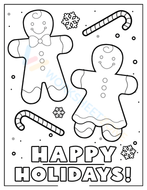 Gingerbread Man Happy Holidays Coloring